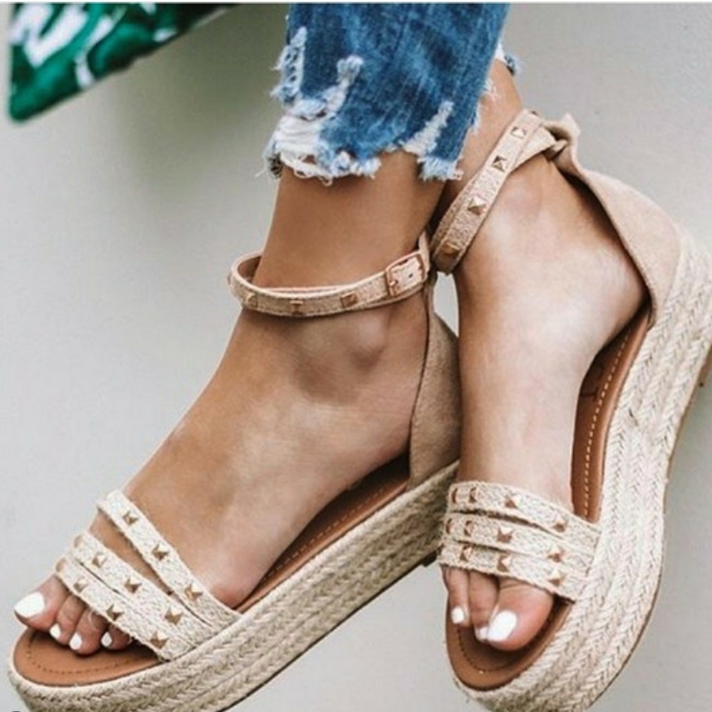 Studded platform espadrilles
